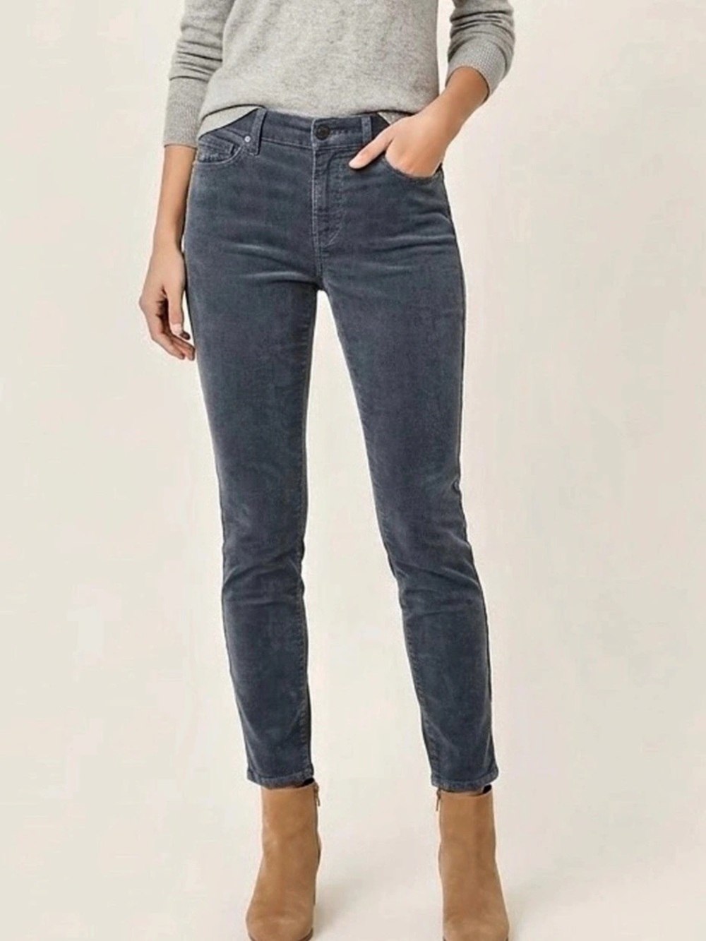NWT LOFT Modern Skinny Corduroy Pants Slate Blue Gray 4P 27
